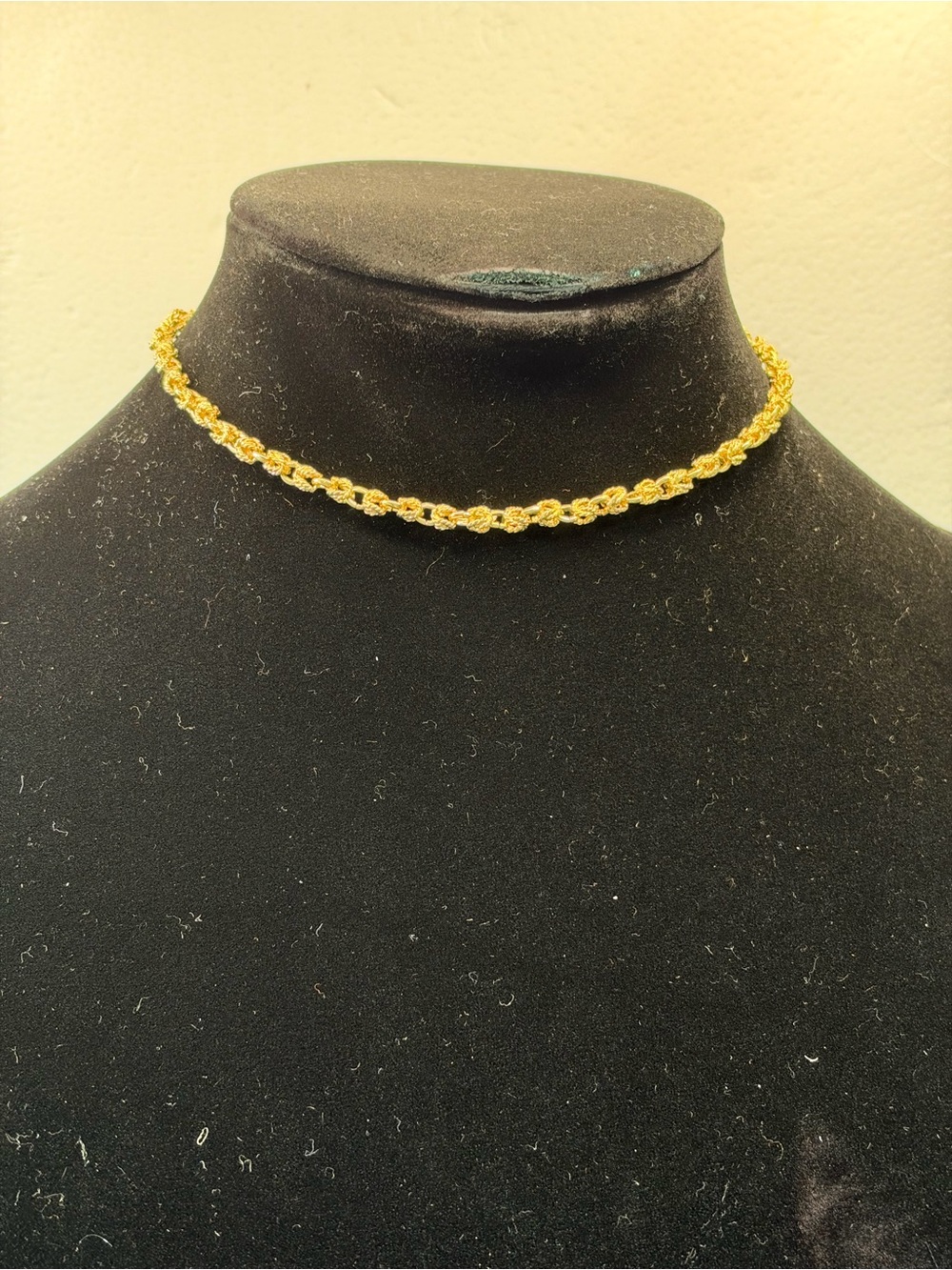 24k Yellow Gold Plated Rope Chain Necklace Lobster Clasp Signed No Stone